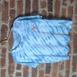 Loft Medium Blue & White Tie Dye Short Sleeve Cropped‎ T-Shirt